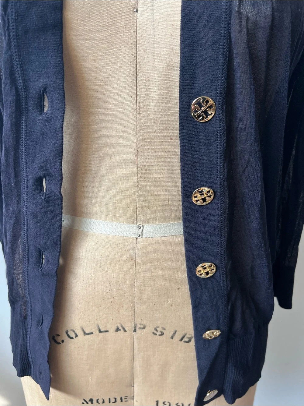 Tory Burch Black Lightweight Button-Down Cardigan